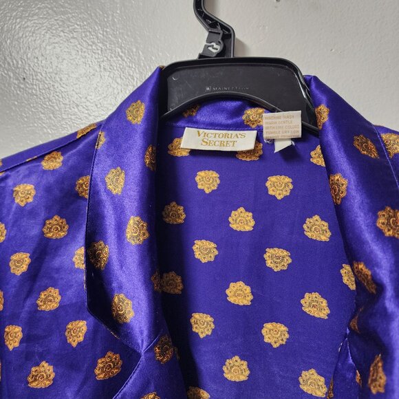 Vintage Victoria's Secret Royal Purple Polyester Pajama Shirt Medium EUC - Picture 2 of 4